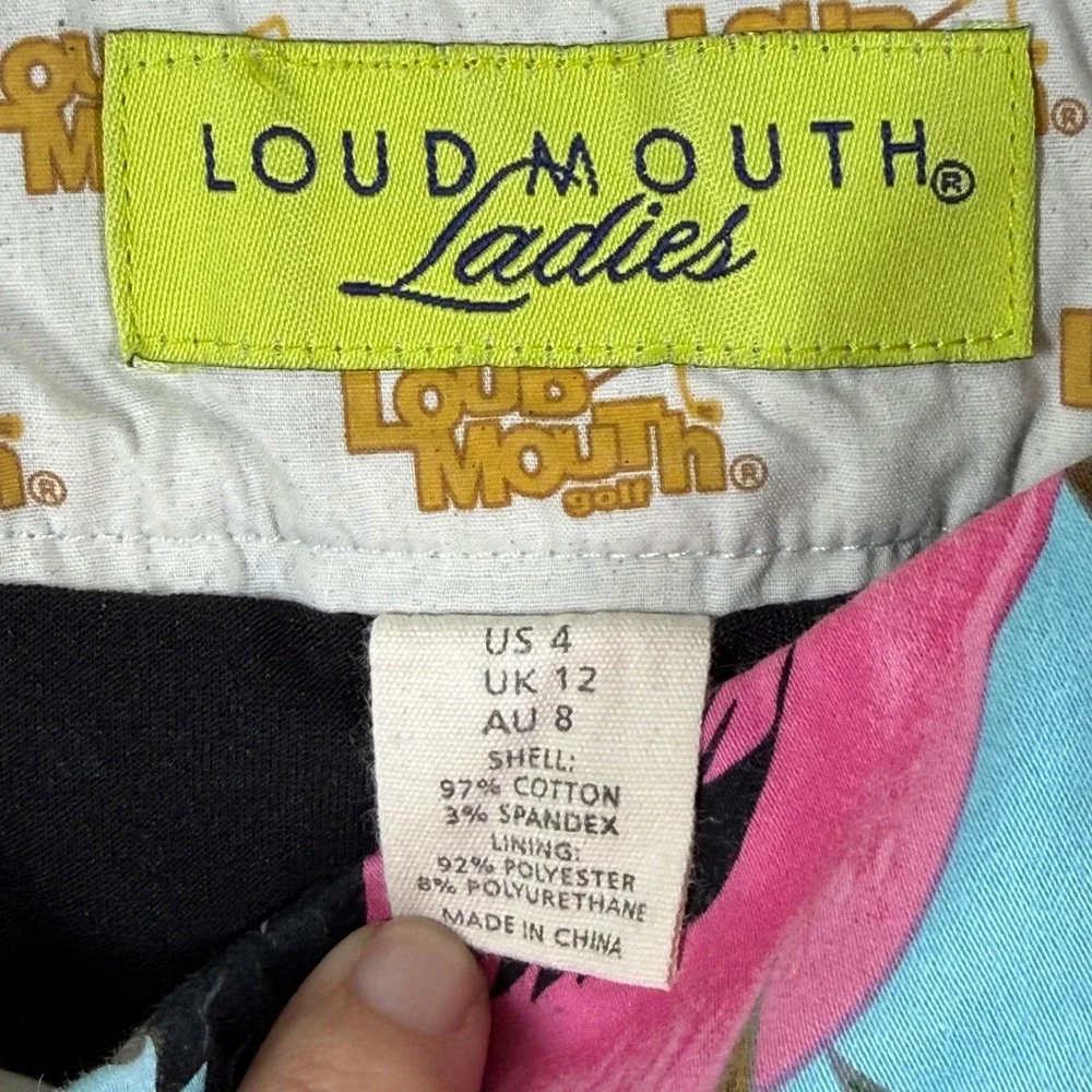 Loudmouth Golf Ladies Flamingo Tropical Skort Blue Pink Size 4 Mini Skirt Shorts